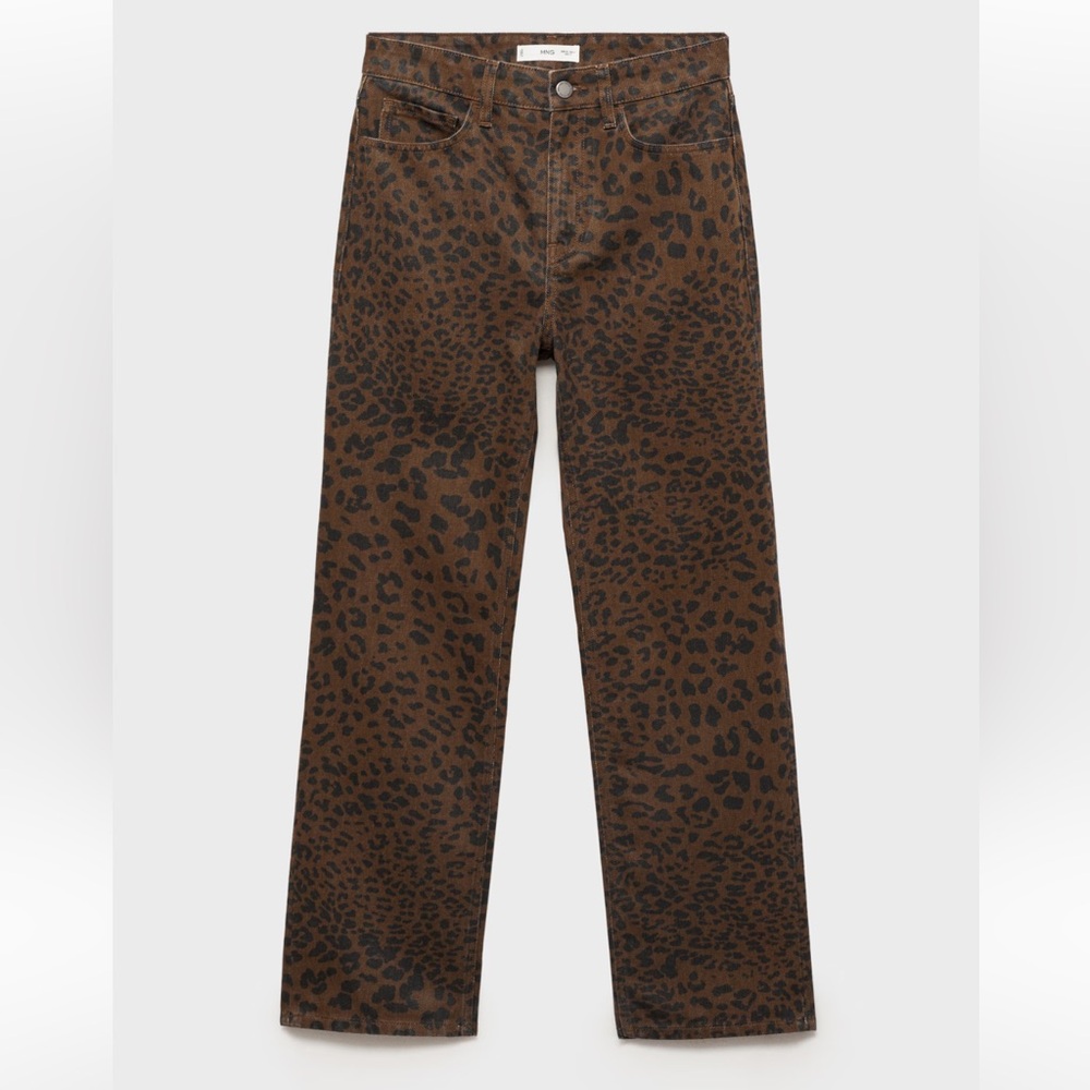 Leopard Print Straight Leg Jeans